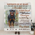 Custom Dog Photo Memorial Fleece Throw Blanket/Quilt - Memorial Gift For Dog Lovers - You Left Pawprints On My Heart