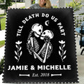 Personalized Skull Couple Quilt/Fleece Blanket/Pillow Cover - Gift Idea For Couple - Till Death Do Us Part