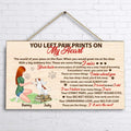 Custom Personalized Memorial Dog Wooden Sign - Memorial Passing Gift For Dog Lover - You Left Paw Prints On My Heart