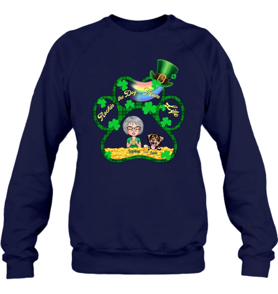 Personalized Dog Mom Shirt - Up to 4 Dogs - Gift Idea For St Patrick's Day - Rockin' The Dog Mom Life
