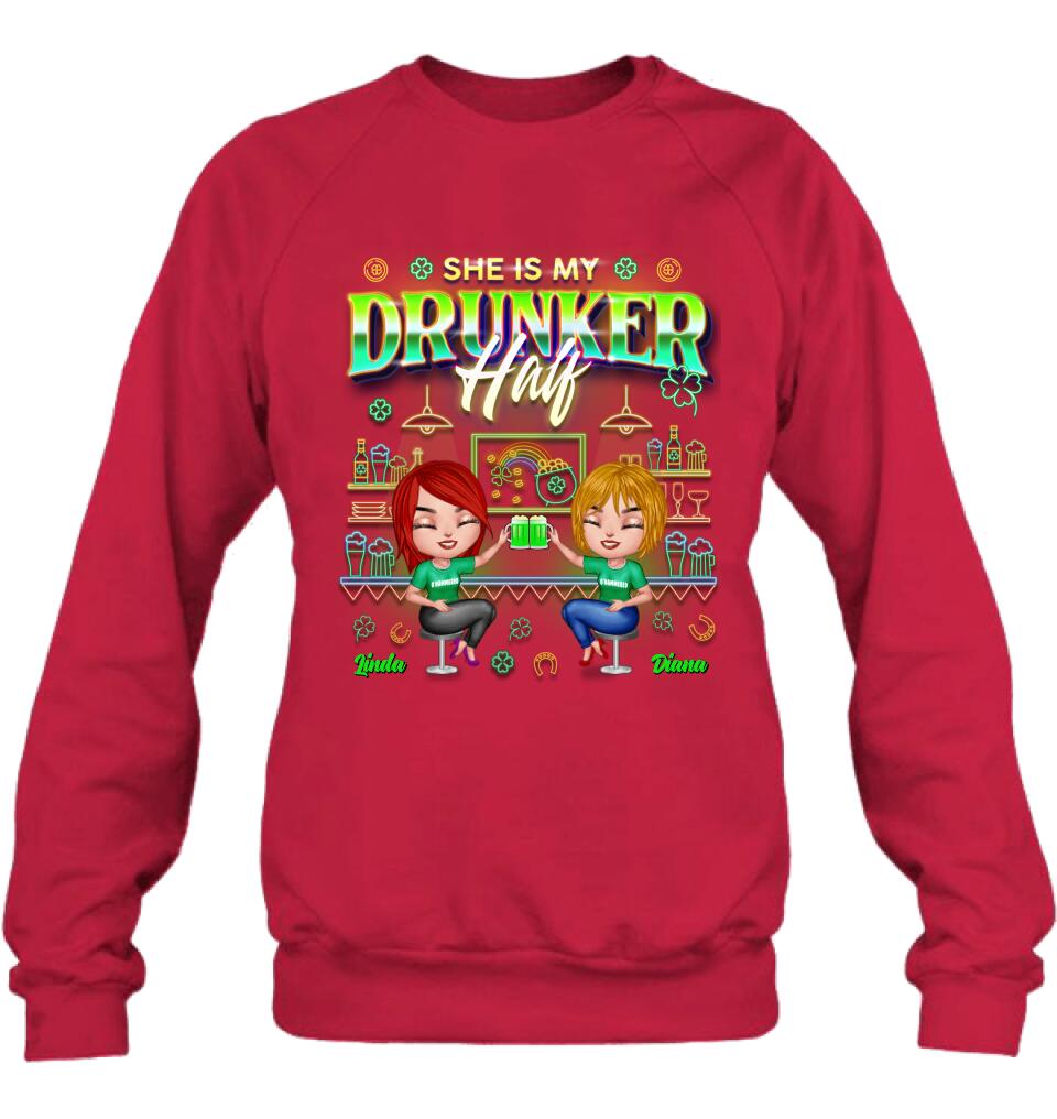 Personalized Drunker Half Shirt - Up to 5 People - Gift Idea For St. Patrick's Day - She Is My Drunker Half