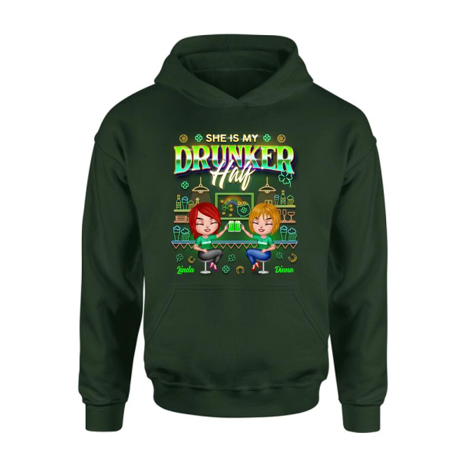 Personalized Drunker Half Shirt - Up to 5 People - Gift Idea For St. Patrick's Day - She Is My Drunker Half