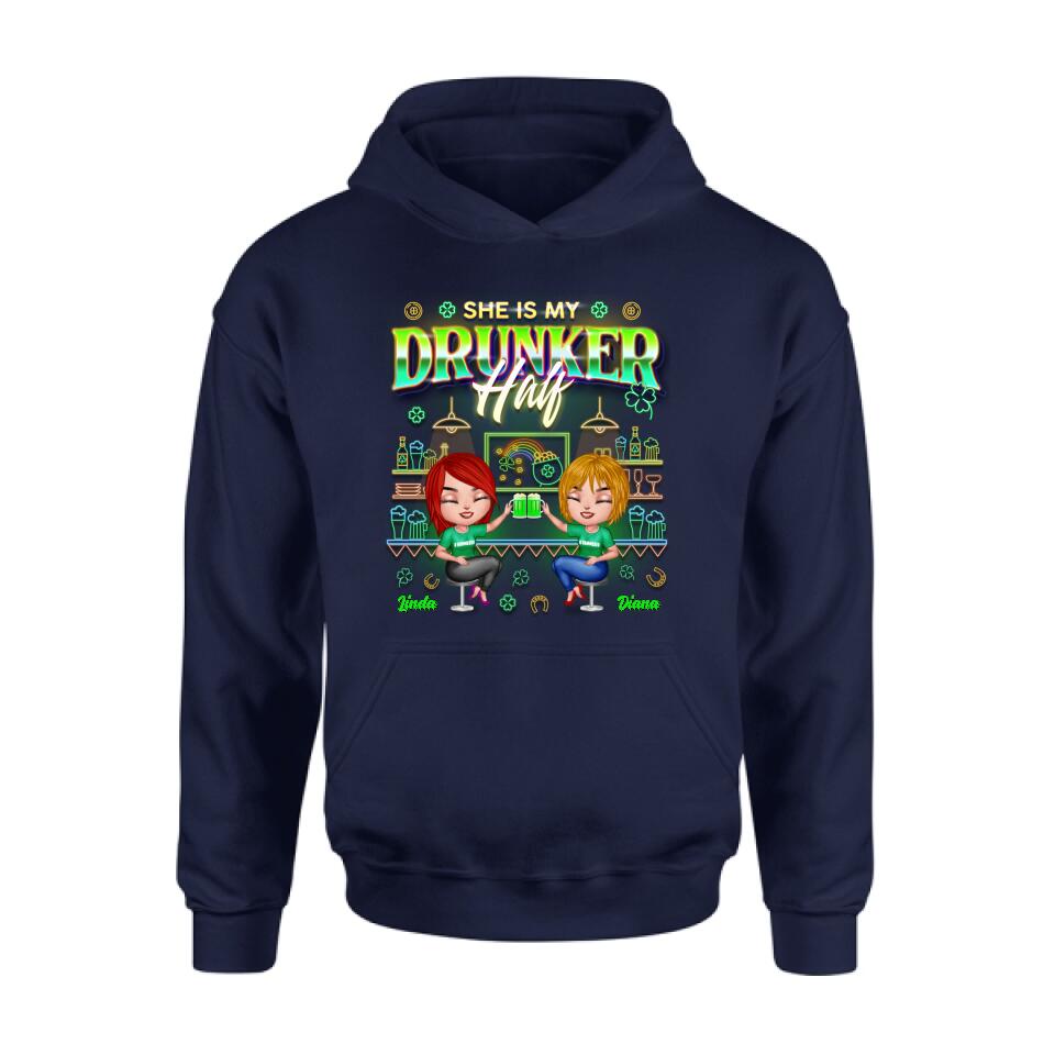 Personalized Drunker Half Shirt - Up to 5 People - Gift Idea For St. Patrick's Day - She Is My Drunker Half