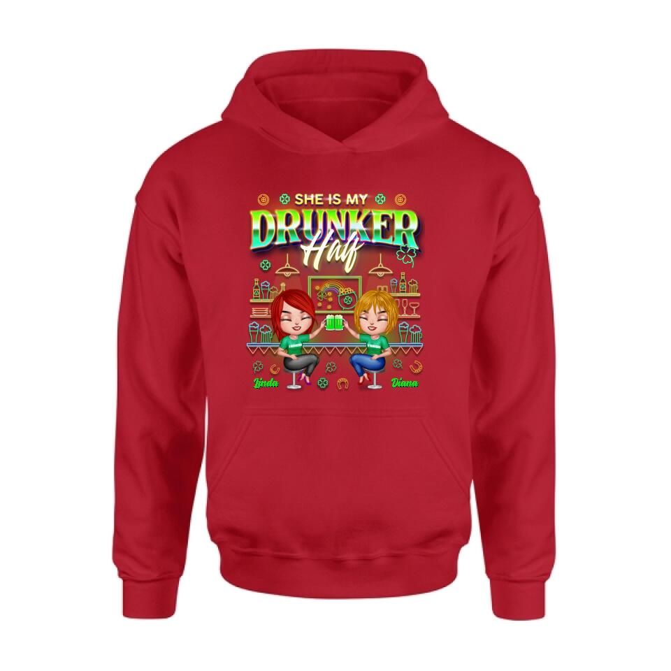 Personalized Drunker Half Shirt - Up to 5 People - Gift Idea For St. Patrick's Day - She Is My Drunker Half