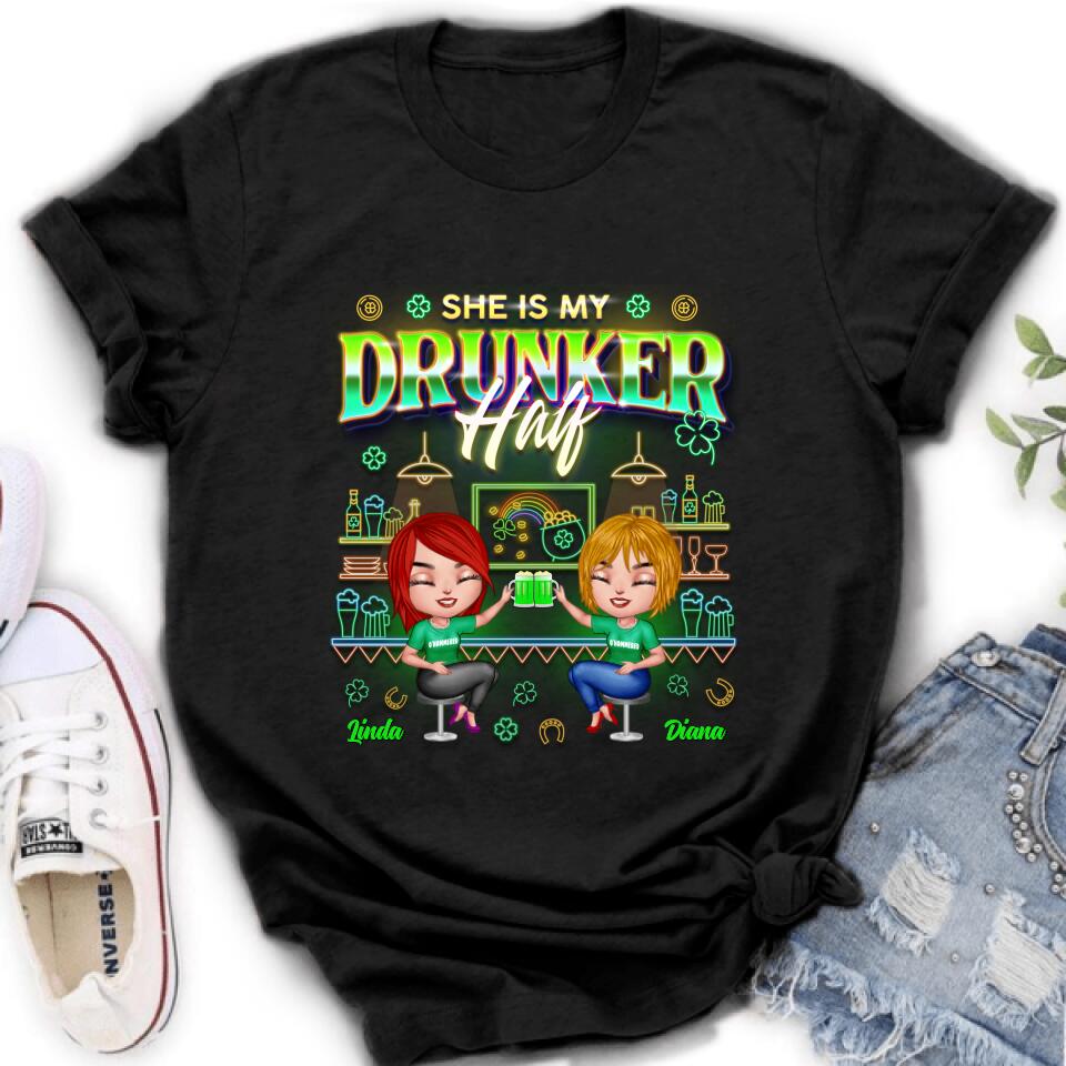 Personalized Drunker Half Shirt - Up to 5 People - Gift Idea For St. Patrick's Day - She Is My Drunker Half