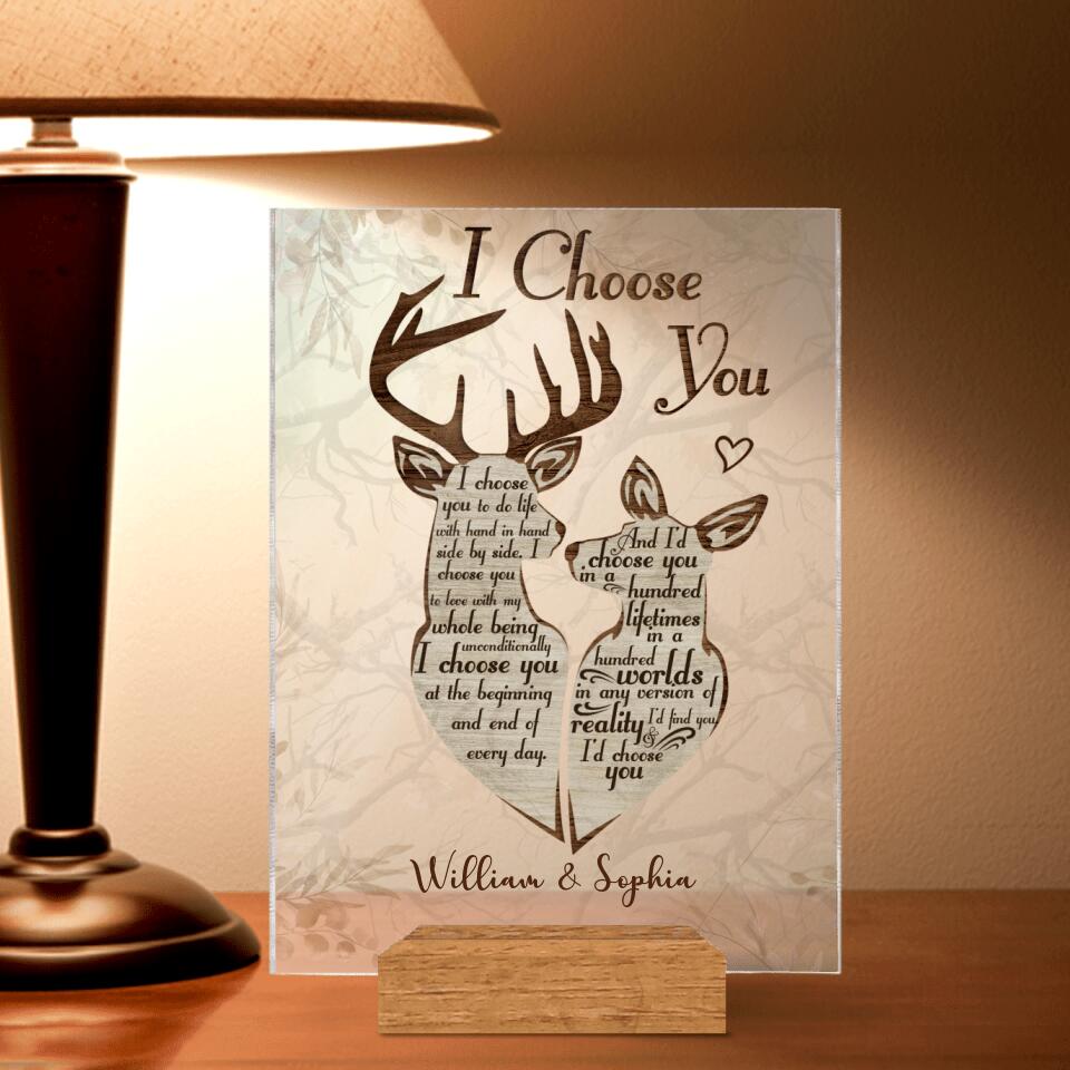 Personalized Deer Couple Acrylic Plaque - Gift Idea For Couple - I Choose You