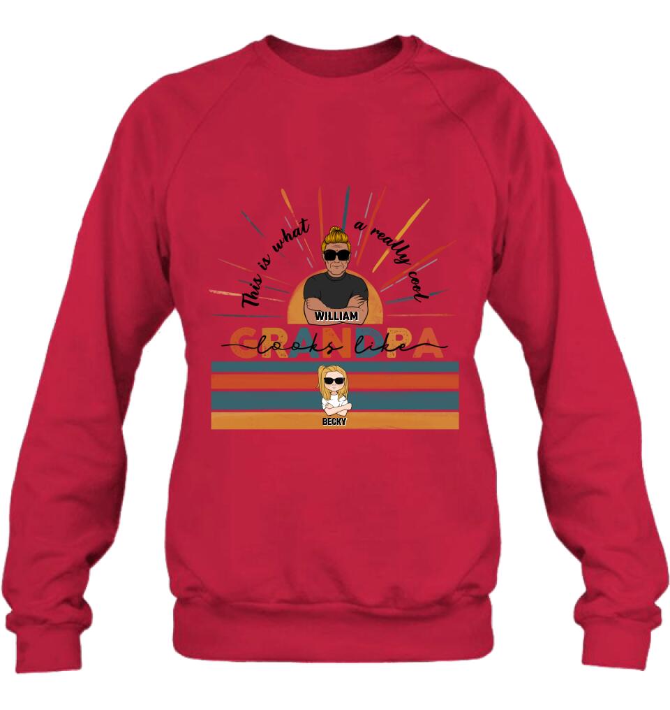 Personalized A Really Cool Grandma/Grandpa Looks Like Shirt/Pullover Hoodie - Up to 7 Grandkids - Gift Idea For Grandparent - This Is What A Really Cool Grandpa