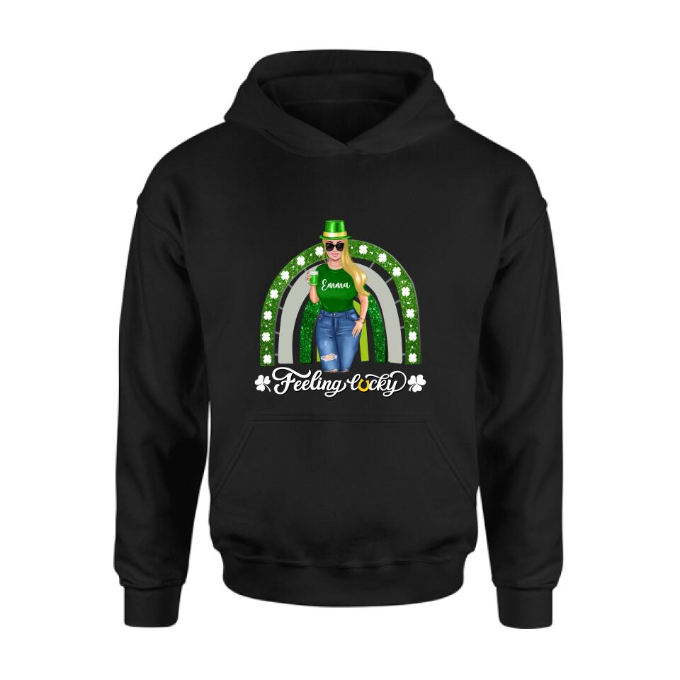 Personalized Irish Girl Unisex T-shirt/Sweatshirt/Hoodie - Gift Idea For St Patrick's Day - Feeling Lucky