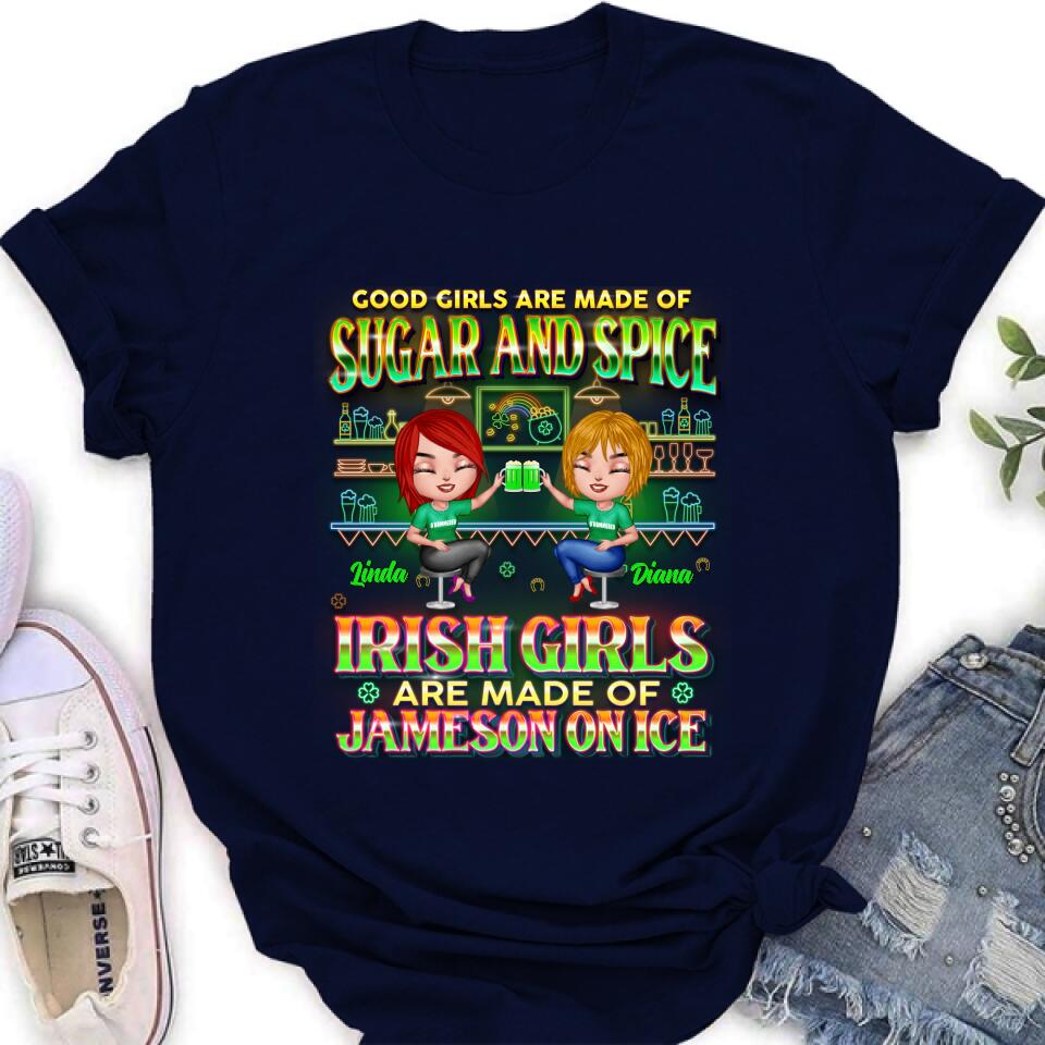 Personalized Irish Girls Shirt/Hoodie - Up to 4 Girls - Gift Idea For St. Patrick's Day - Good Girls Are Made Of Sugar And Spice