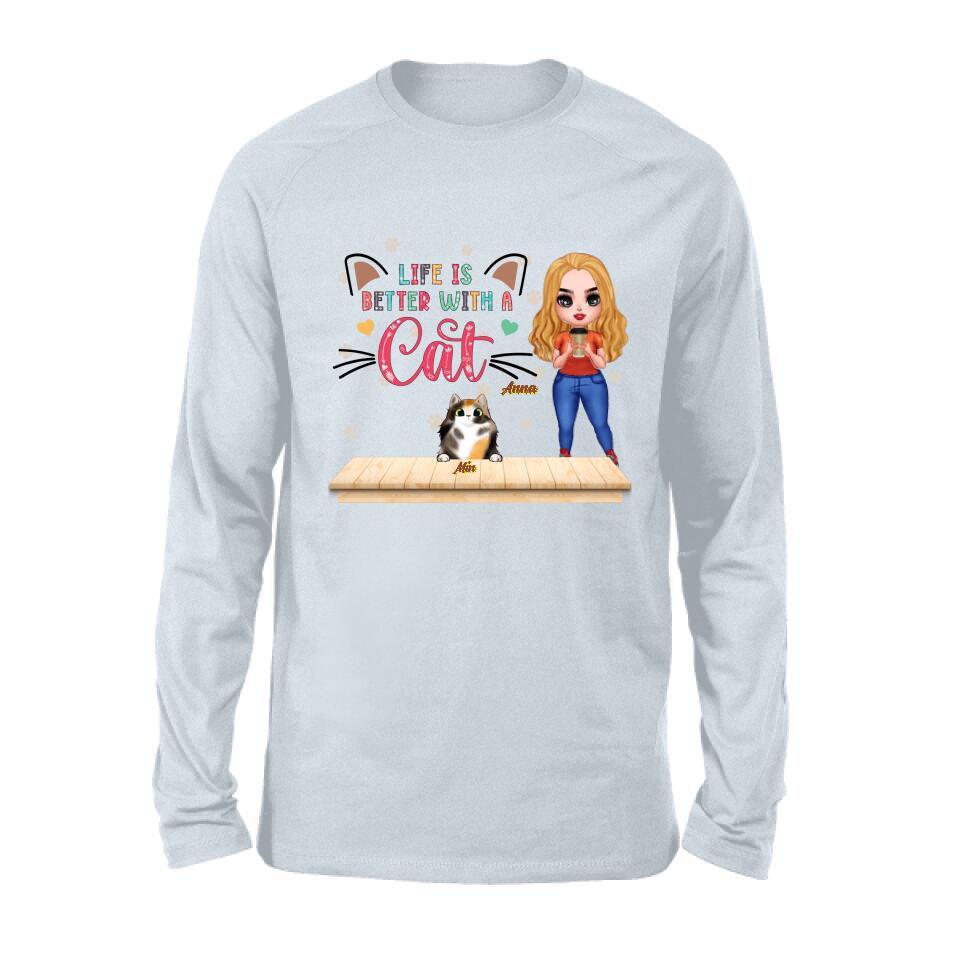 Personalized Cat Mom Chibi Shirt - Gift Idea For Mother's Day/Cat Lovers With Up to 6 Cats - Best Cat Mom Ever