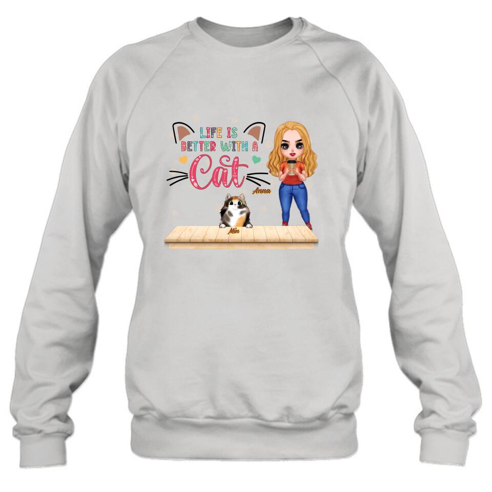 Personalized Cat Mom Chibi Shirt - Gift Idea For Mother's Day/Cat Lovers With Up to 6 Cats - Best Cat Mom Ever