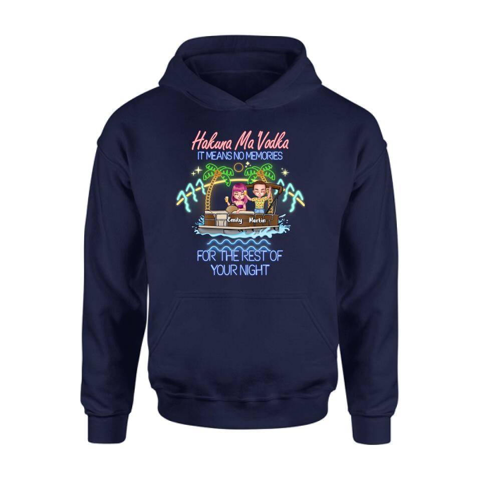 Personalized Pontoon Friends Shirt/Pullover Hoodie - Up to 4 People - Gift Idea For Friends - There Are Two Absolutes In Life Pontoon Friends And Alcohol