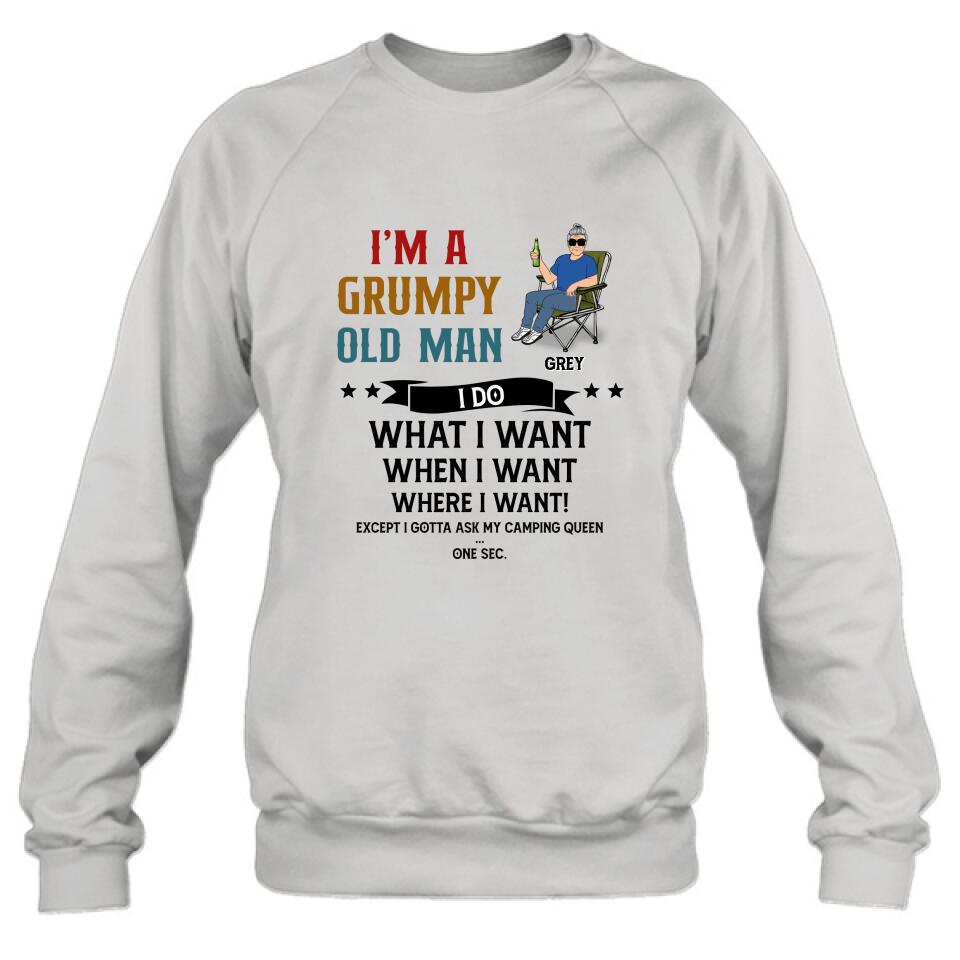 Personalized Grumpy Old Man Camping Shirt/Pullover Hoodie - Gift Idea For Camping Lover - I'm A Grumpy Old Man