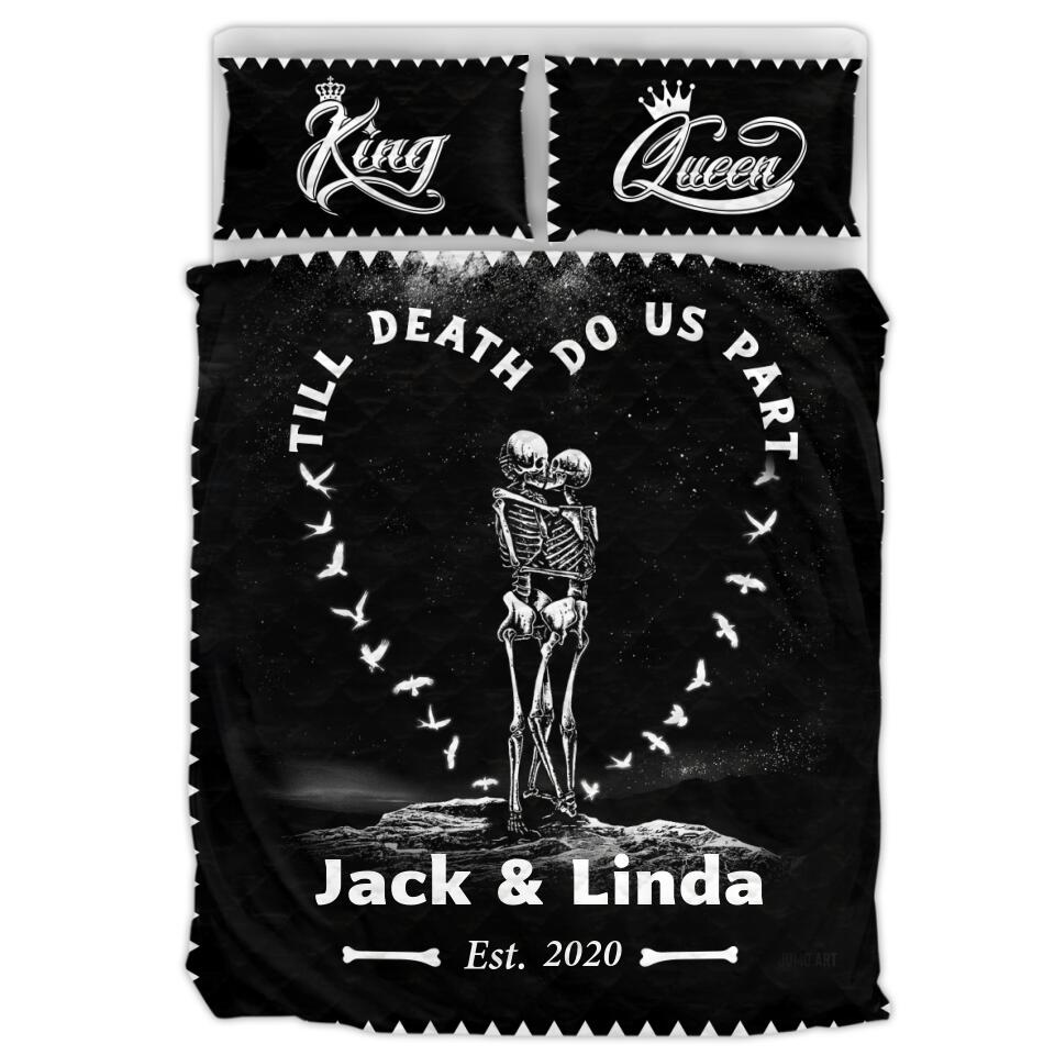 Custom Personalized Skull Couple Quilt Bed Set - Gift Idea For Couple - Till Death Do Us Part