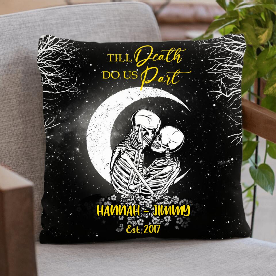 Personalized Skull Couple Fleece Blanket/Quilt/Pillow Cover - Gift Idea For Couple - Till Death Do Us Part