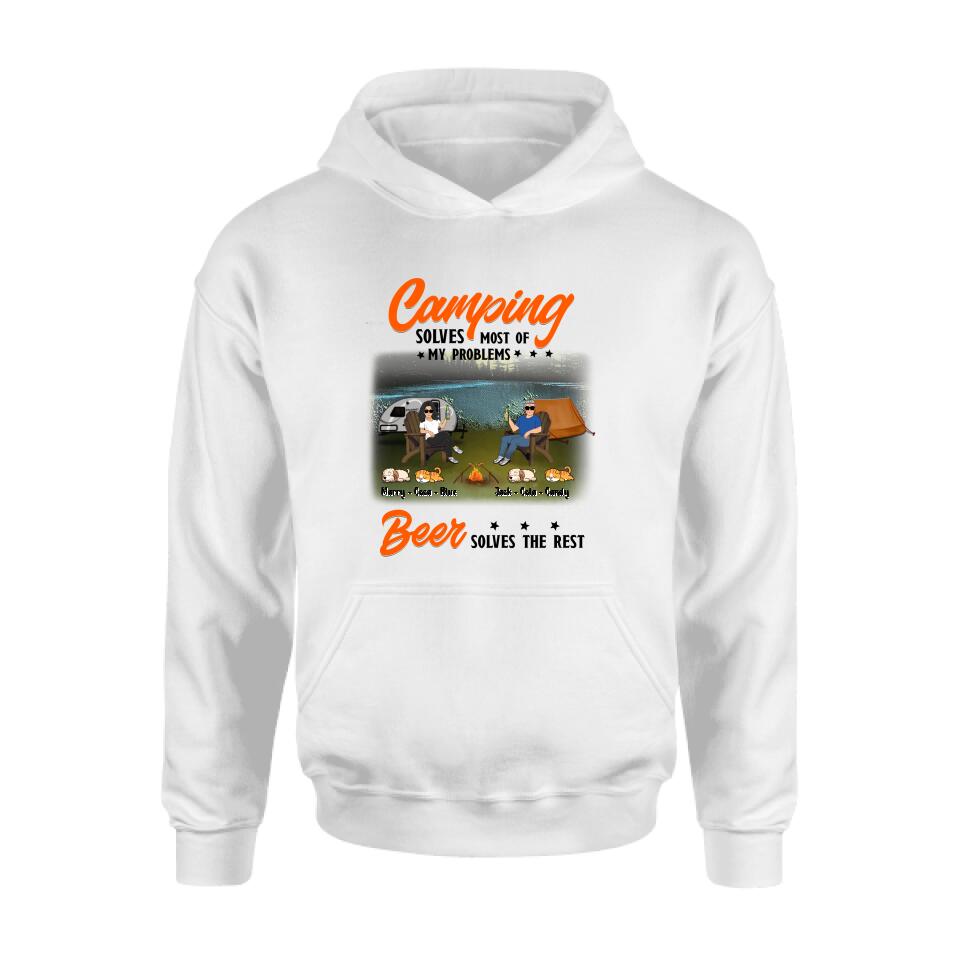 Personalized Camping Unisex T-shirt/Hoodie/Sweatshirt/Long Sleeve - Gift Idea For Couple/ Camping Lovers - Camping Solves Most Of My Problems Beer Solves The Rest