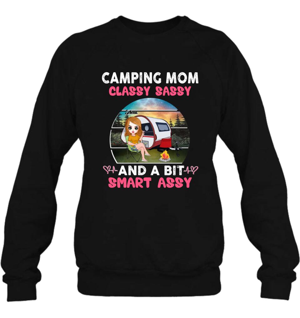 Personalized Camping Mom Shirt/Pullover Hoodie - Gift Idea For Camping Lover/Mother's Day - Camping Mom Classy Sassy And A Bit Smart Assy