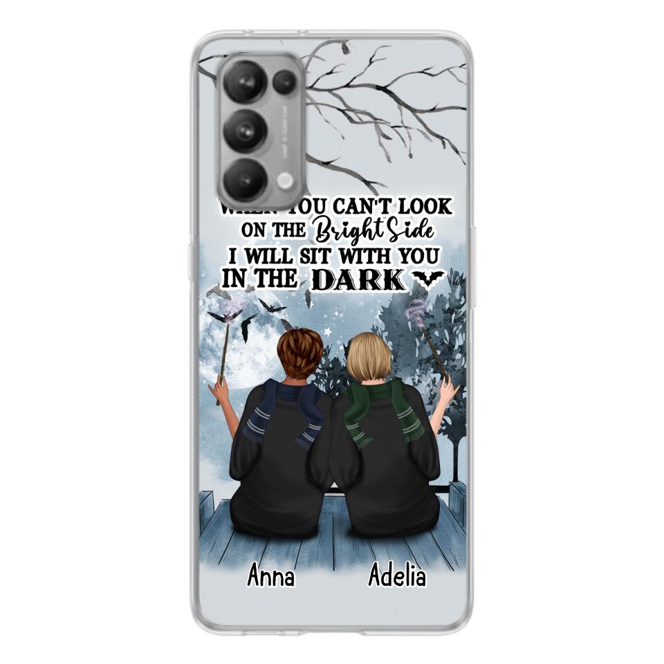 Custom Personalized Friends Witches Phone Case - Upto 4 Witches - Halloween Gift Idea For Friends/Sisters - When You Can't Look On The Bright Side I Will Sit With You In The Dark - Case for Xiaomi/Huawei/Oppo