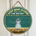 Personalized Halloween Cats Wooden Sign - Up to 5 Cats - Halloween Gift Idea For Cat Lovers - Keep Door Closed Don't Let The Cat Out