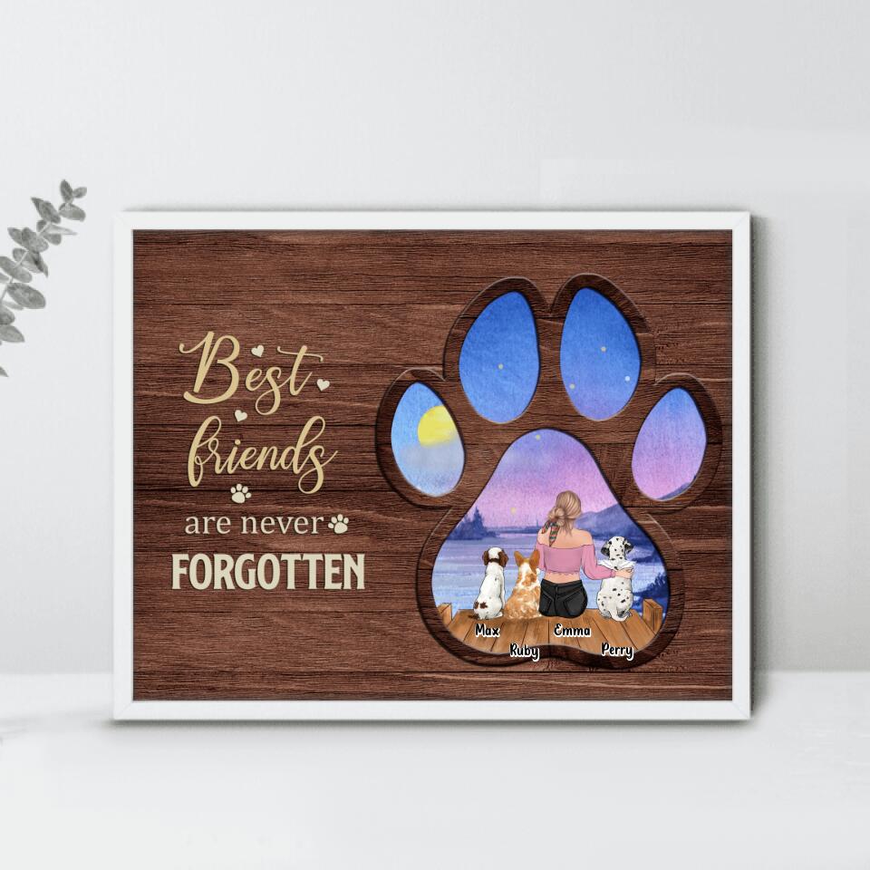 Personalized Pet Mom/Dad Poster - Gift Idea For Pet Lovers - Up to 3 Dogs/Cats - Best Friends Are Never Forgotten