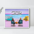 Personalized Beach Camping Poster - Couple/Parents With Up to 3 Kids And 4 Pets - Gift Idea For Couple/Family/Camping Lover - Husband And Wife Camping Partners For Life
