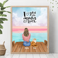 Personalized Pet Mom Poster - Up to 4 Pets - Gift For Dog/Cat Lovers - I Love You To The Moon & Back