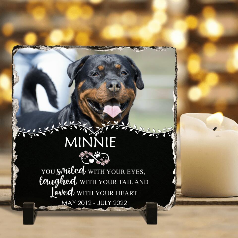 Personalized Memorial Photo Square Lithograph - Memorial Gift Idea For Pet Lovers - You Smiled With Your Eyes Laughed With Your Tail And Loved With Your Heart