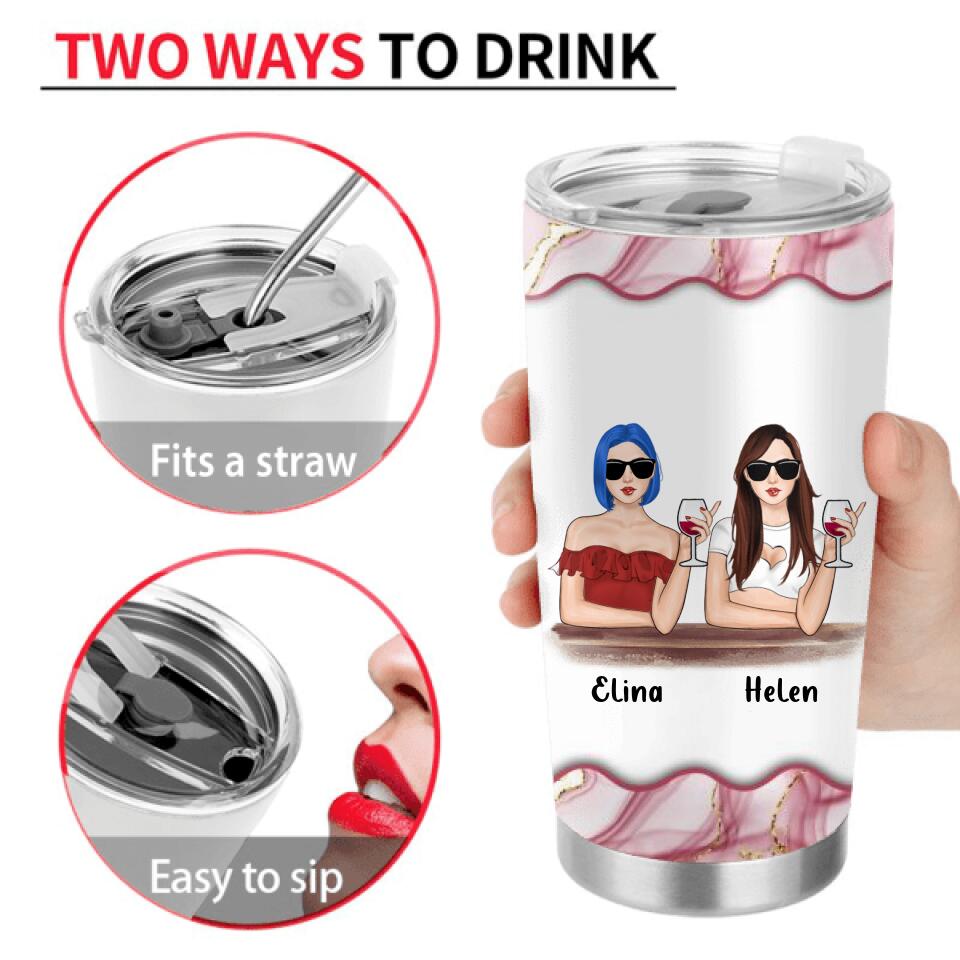 Personalized Friends Tumbler - Up to 4 Girls - Gift Idea For Friends/Sisters - If You Think I'm An Asshole You Should Meet My Smartass Best Friend