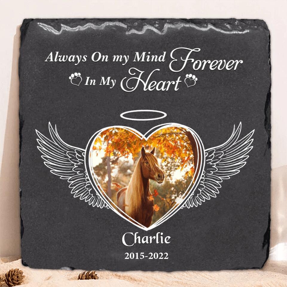 Personalized Memorial Horse Square Lithograph - Gift Idea For Horse Lovers - Always On My Mind Forever In My Heart