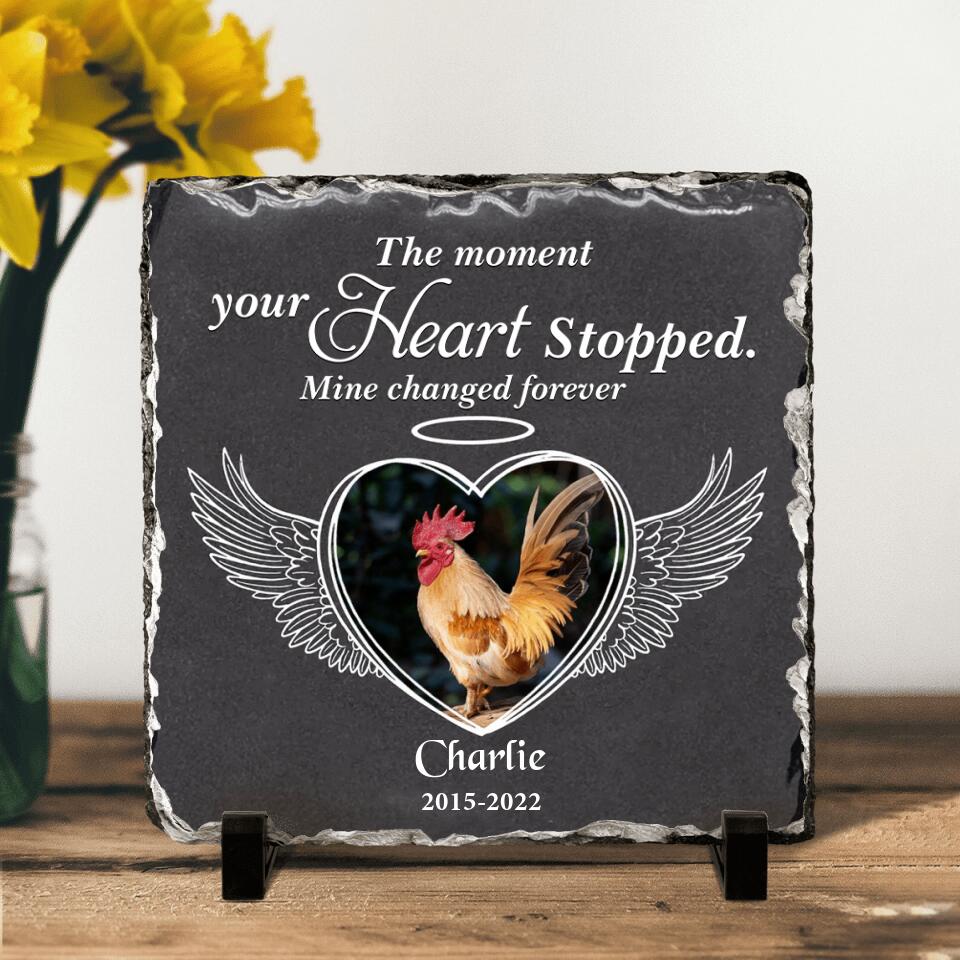Personalized Memorial Chicken Square Lithograph - Gift Idea For Chicken Lovers - The Moment Your Heart Stopped Mine Changed Forever
