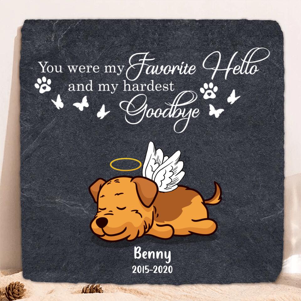 Personalized Memorial Pet Square Lithograph - Memorial Gift Idea For Dog/Cat Lover - You Were My Favorite Hello And My Hardest Goodbye