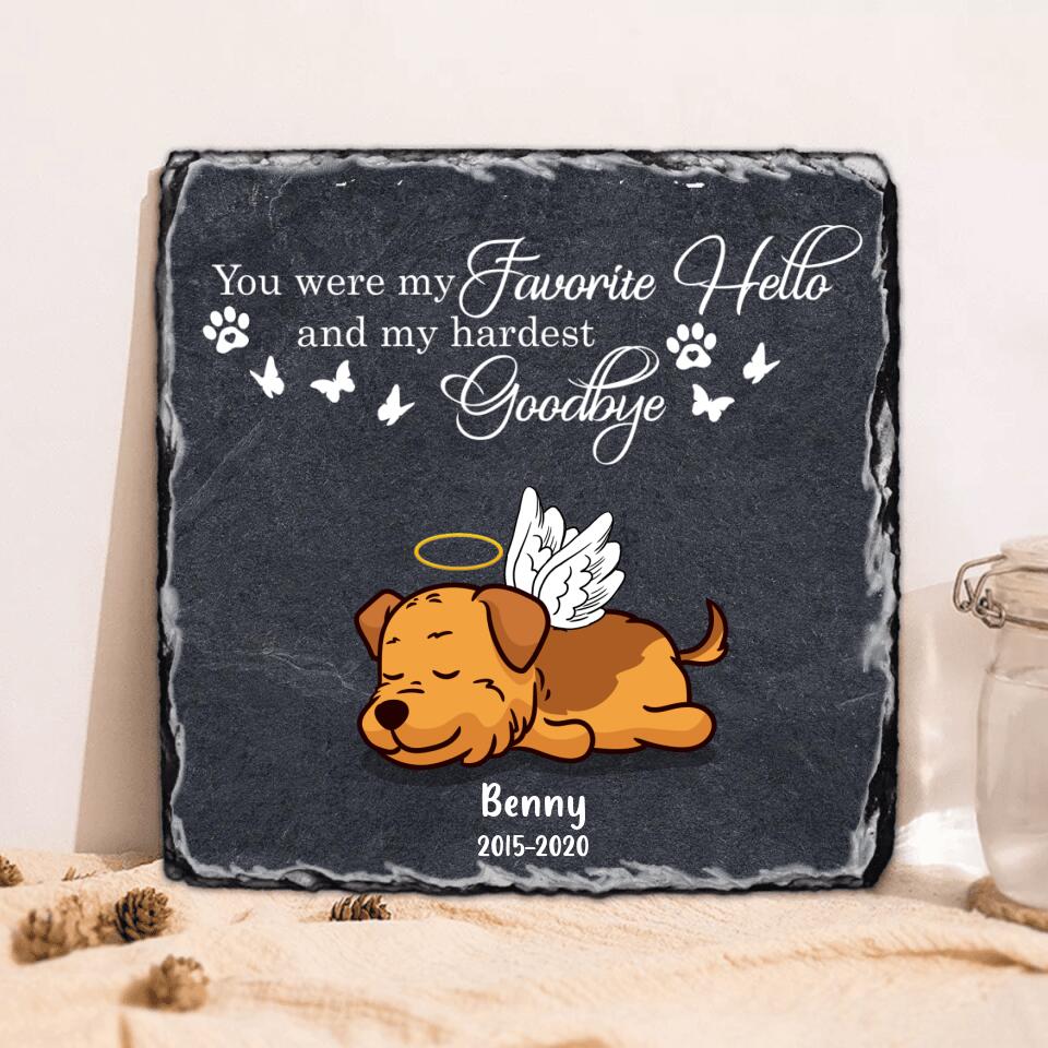 Personalized Memorial Pet Square Lithograph - Memorial Gift Idea For Dog/Cat Lover - You Were My Favorite Hello And My Hardest Goodbye