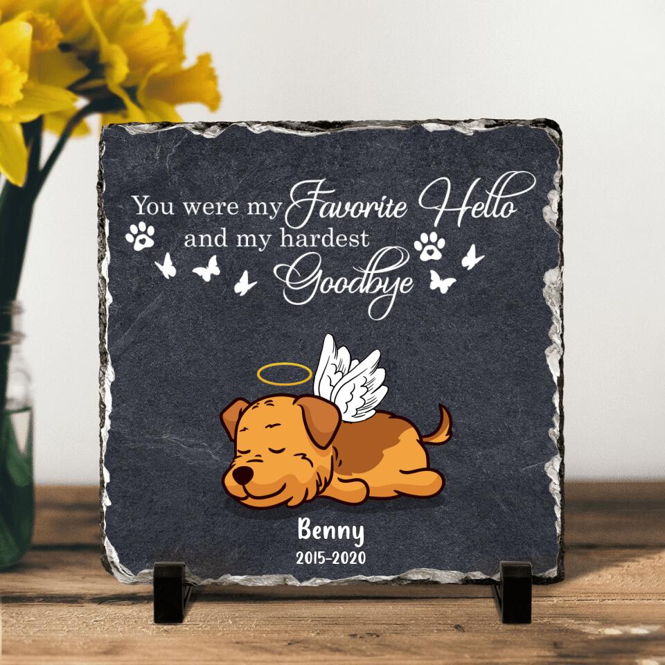 Personalized Memorial Pet Square Lithograph - Memorial Gift Idea For Dog/Cat Lover - You Were My Favorite Hello And My Hardest Goodbye