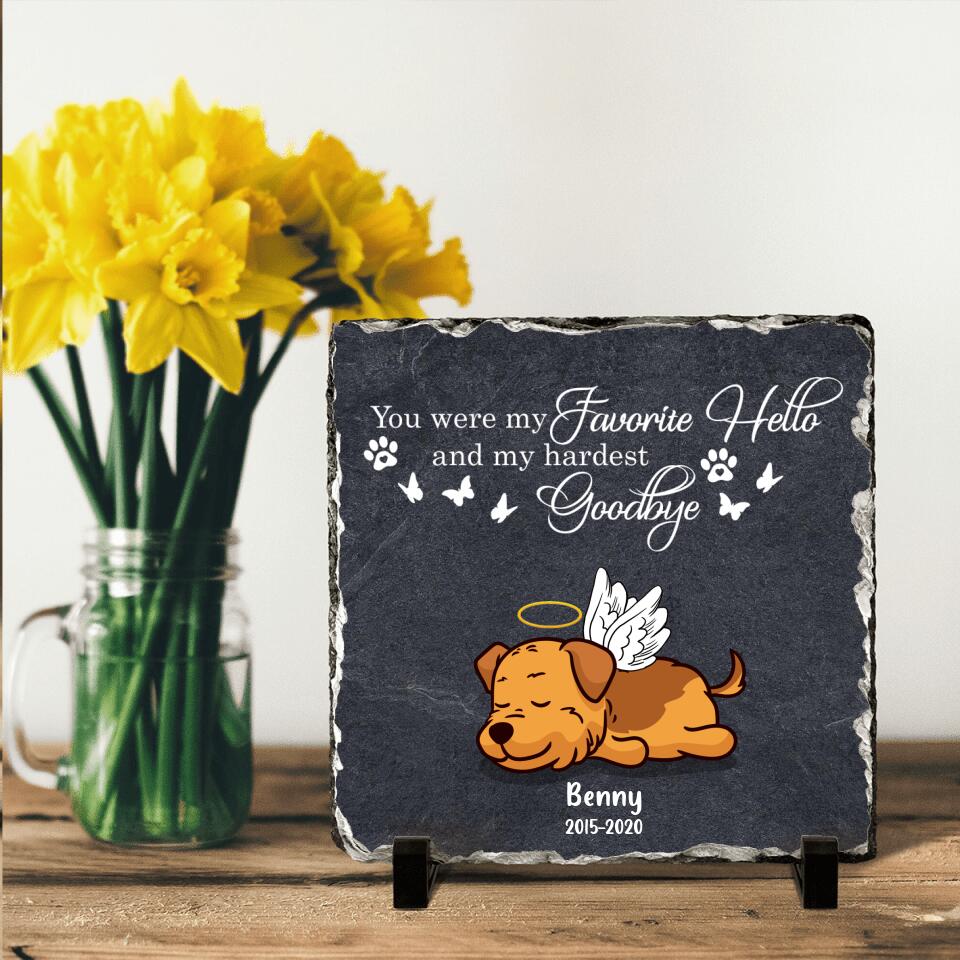 Personalized Memorial Pet Square Lithograph - Memorial Gift Idea For Dog/Cat Lover - You Were My Favorite Hello And My Hardest Goodbye