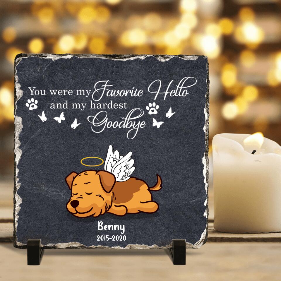 Personalized Memorial Pet Square Lithograph - Memorial Gift Idea For Dog/Cat Lover - You Were My Favorite Hello And My Hardest Goodbye
