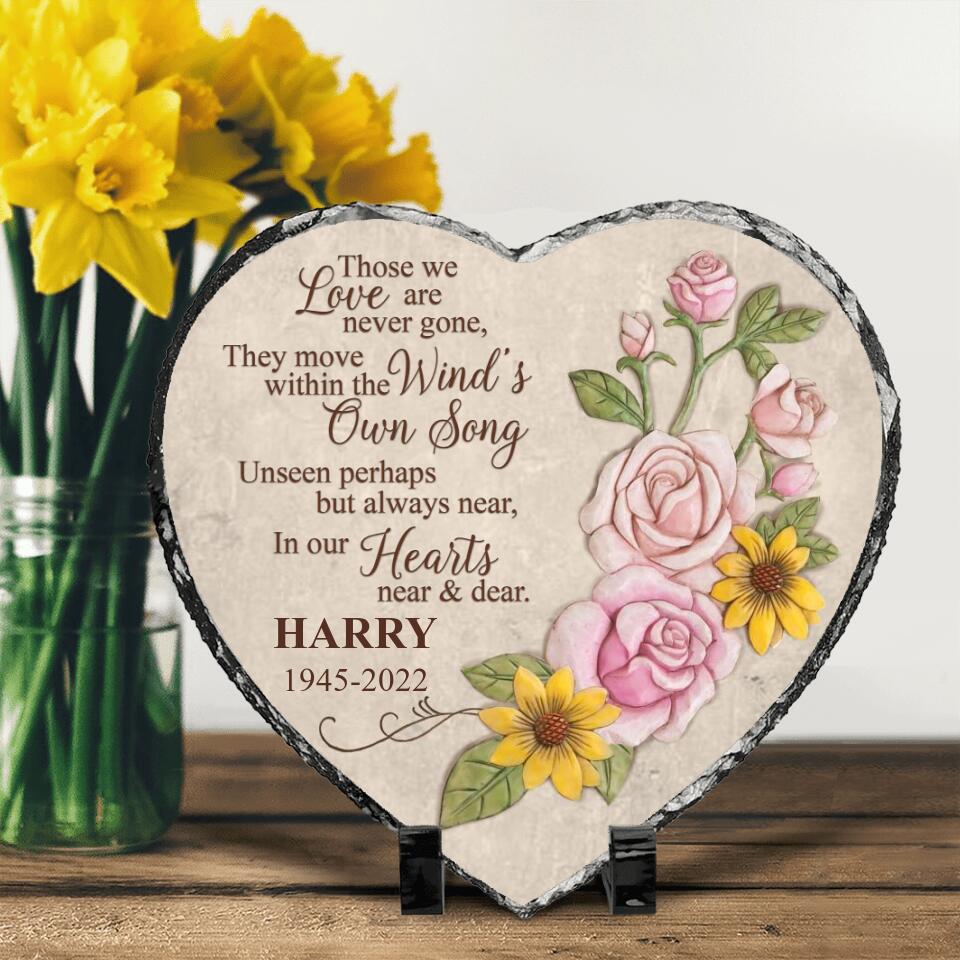 Personalized Memorial Heart Lithograph - Memorial Gift Idea For Family - Those We Love Are Never Gone They Move Within The Wind's Own Song