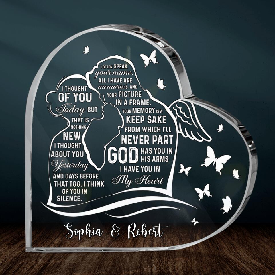 Personalized Memorial Acrylic Plaque - Memorial Gift Idea - God Has You In His Arms, I Have You In My Heart