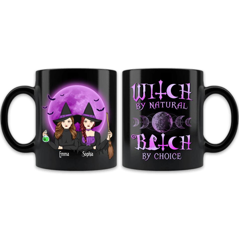 Personalized Mother & Daughter Witches Coffee Mug - Halloween Gift For Mother & Daughter - Witch By Natural Bitch By Choice