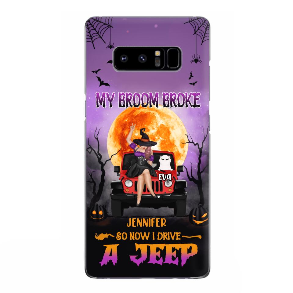 Custom Personalized Off-road Girl Phone Case - Upto 4 Cats - Halloween Gift Idea For Off-road Lovers/Cat Lovers - My Broom Broke - Case for iPhone/Samsung