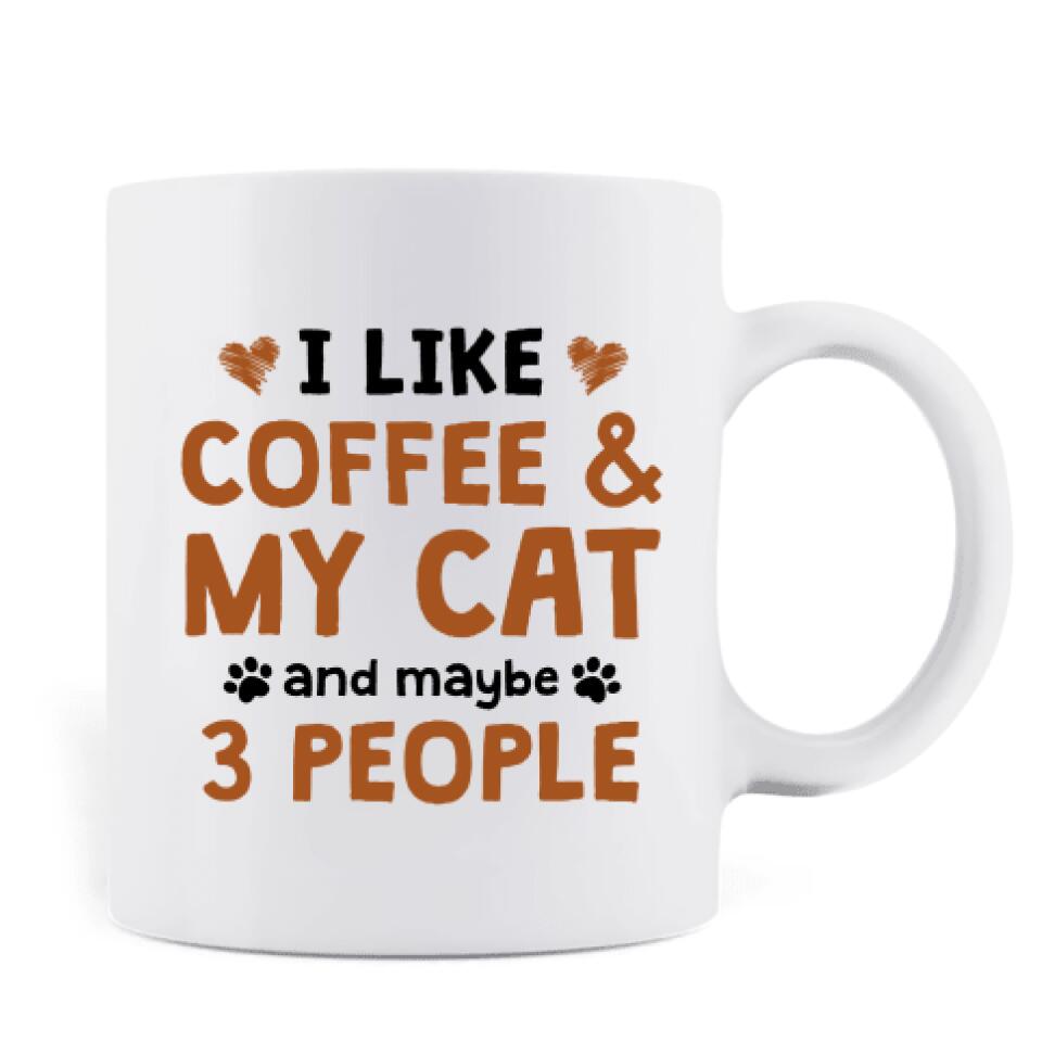 Personalized Catpuccino Coffee Mug - Gift Idea For Cat Lover with up to 5 Cats - I Like Coffee & My Cat and Maybe 3 People