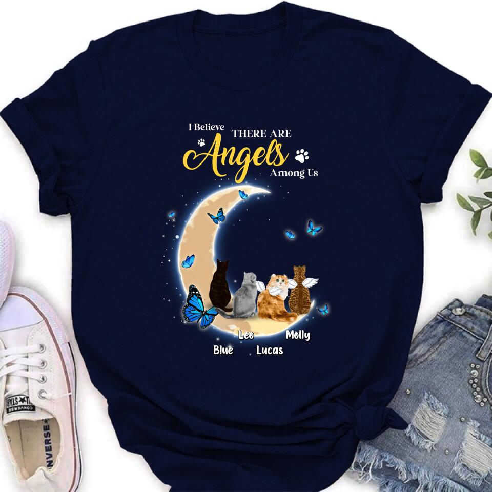 Personalized Cat T-shirt/Long Sleeve/Sweatshirt - Memorial Gift Idea For Cat Lover - I Believe There Are Angels Among Us