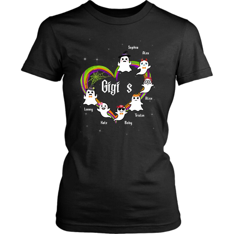 Personalized Grandma & Grandkids Ghost T-shirt/Long Sleeve/Sweatshirt/Hoodie - Up to 7 Grandkids - Halloween Gift for Grandma