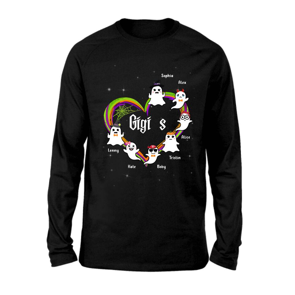 Personalized Grandma & Grandkids Ghost T-shirt/Long Sleeve/Sweatshirt/Hoodie - Up to 7 Grandkids - Halloween Gift for Grandma