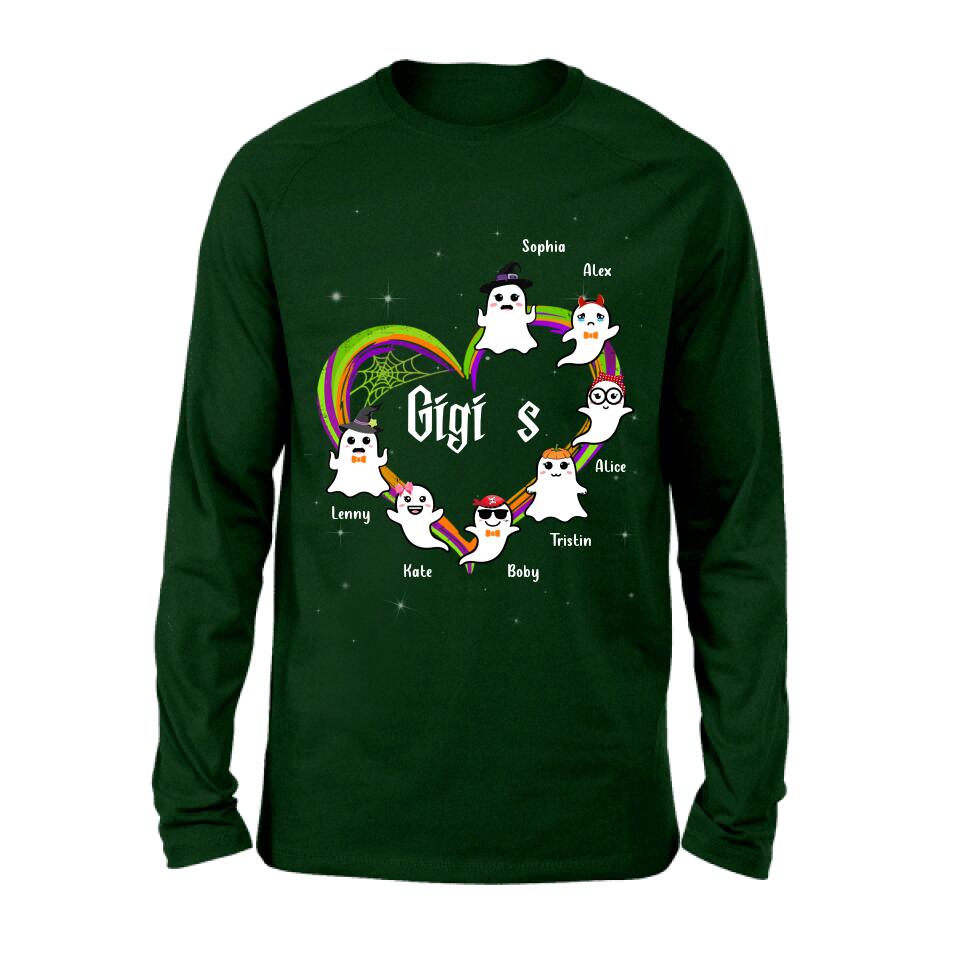 Personalized Grandma & Grandkids Ghost T-shirt/Long Sleeve/Sweatshirt/Hoodie - Up to 7 Grandkids - Halloween Gift for Grandma
