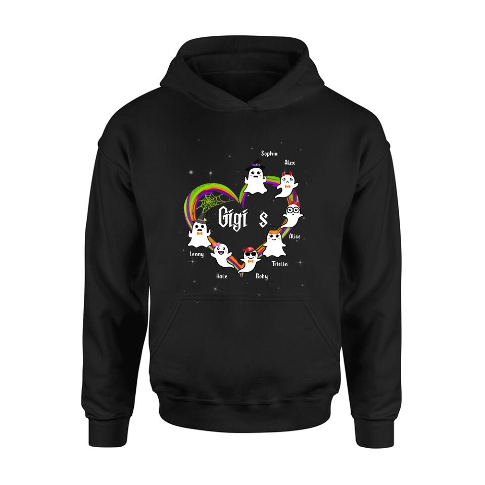 Personalized Grandma & Grandkids Ghost T-shirt/Long Sleeve/Sweatshirt/Hoodie - Up to 7 Grandkids - Halloween Gift for Grandma