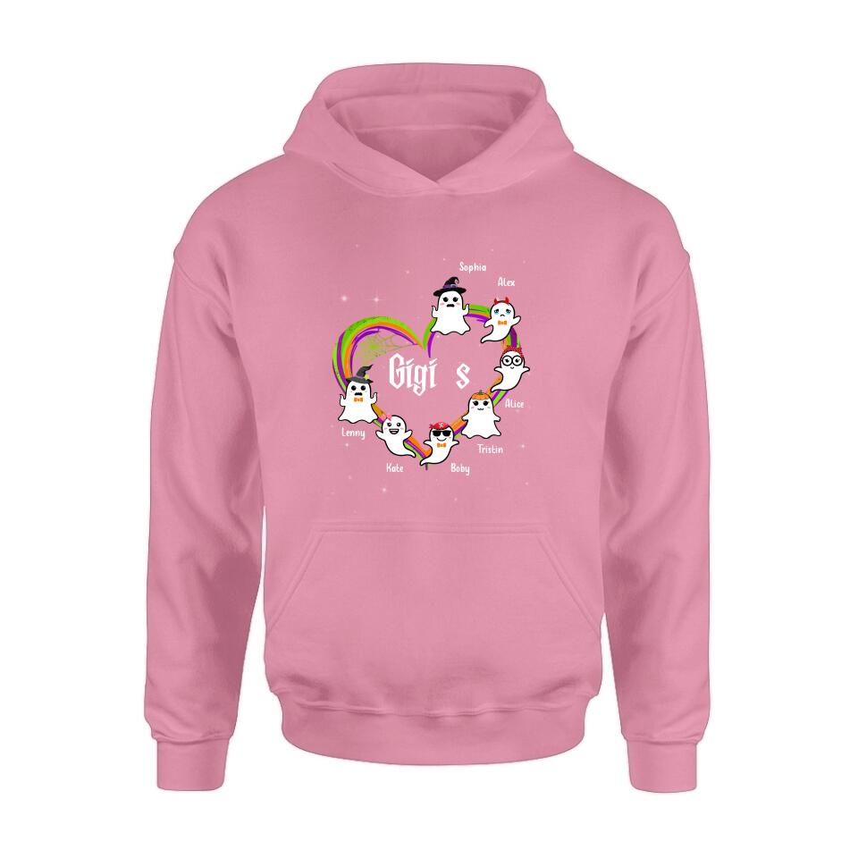 Personalized Grandma & Grandkids Ghost T-shirt/Long Sleeve/Sweatshirt/Hoodie - Up to 7 Grandkids - Halloween Gift for Grandma
