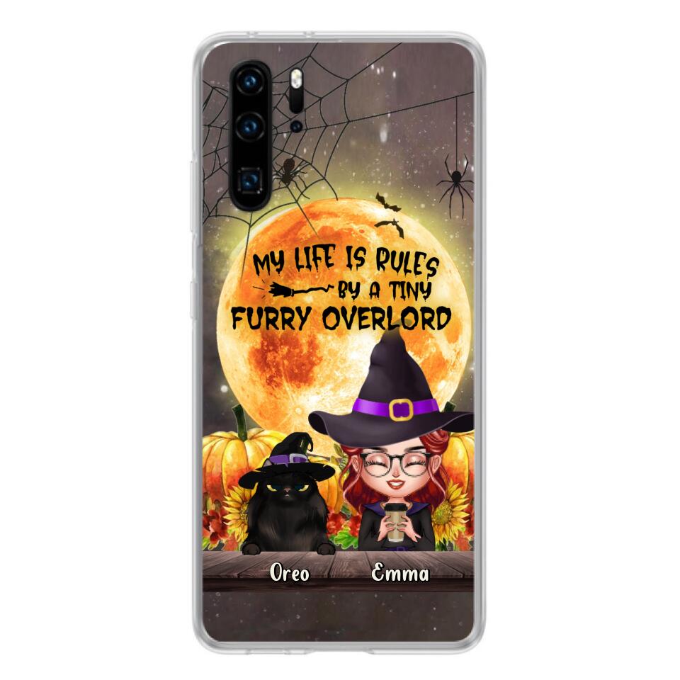 Personalized Cat Witch Phone Case - Up to 5 Cats - Halloween Gift Idea For Cat Lovers - My Life Is Ruled By A Tiny Furry Overlord - Case For Xiaomi, Oppo And Huawei