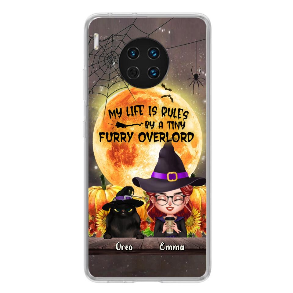 Personalized Cat Witch Phone Case - Up to 5 Cats - Halloween Gift Idea For Cat Lovers - My Life Is Ruled By A Tiny Furry Overlord - Case For Xiaomi, Oppo And Huawei