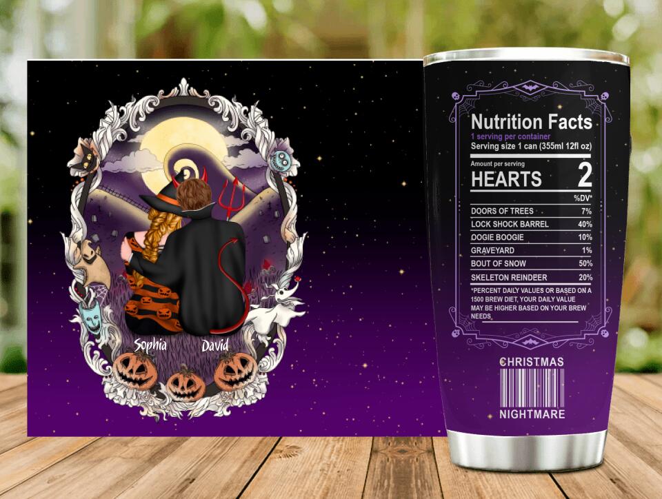 Personalized Couple Nightmare Before Christmas Tumbler - Halloween Gift For Couple