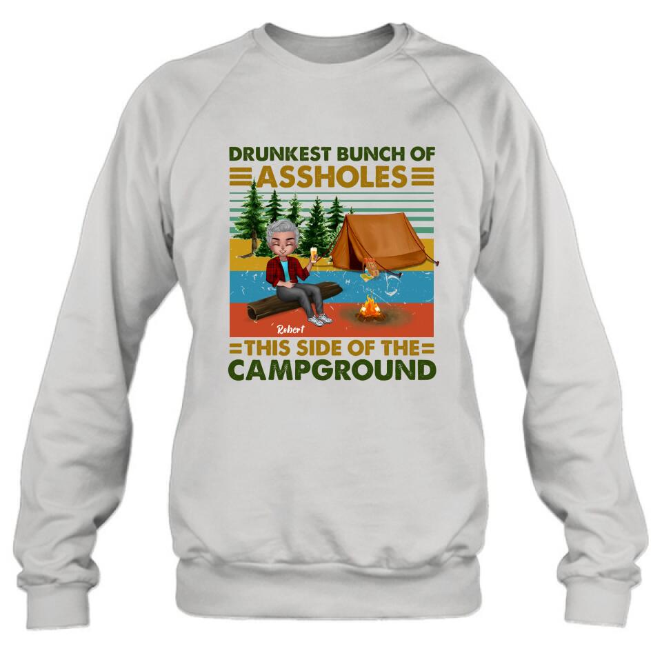 Personalized Camping Shirt/Pullover Hoodie - Gift Idea For Friends/Camping Lover - Up to 5 People - Drunkest Bunch Of Assholes This Side Of The Campground